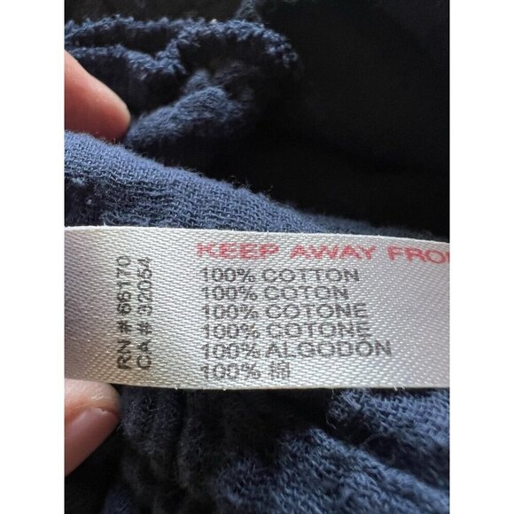 FREE PEOPLE navy gauzy fringe mini dress a-line L festival lightweight boho - Picture 7 of 10